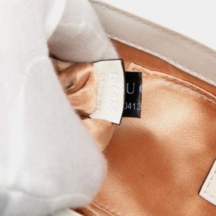 Pre Owned Gucci White Small Quilted Leather Horsebit Chain Satchel