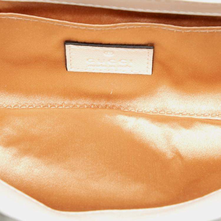 Pre Owned Gucci White Small Quilted Leather Horsebit Chain Satchel