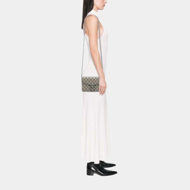 Pre Owned Gucci Brown GG Supreme Dionysus Chain Wallet