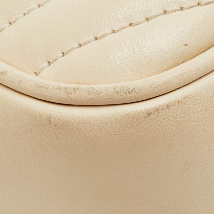 Pre Owned Gucci GG Marmont Small Cream Leather Camera Bag