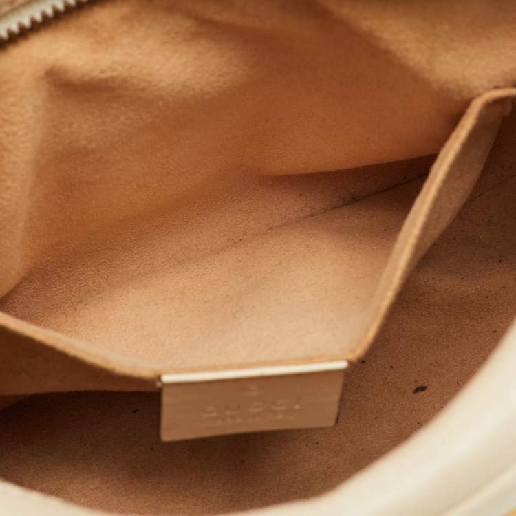 Pre Owned Gucci GG Marmont Small Cream Leather Camera Bag
