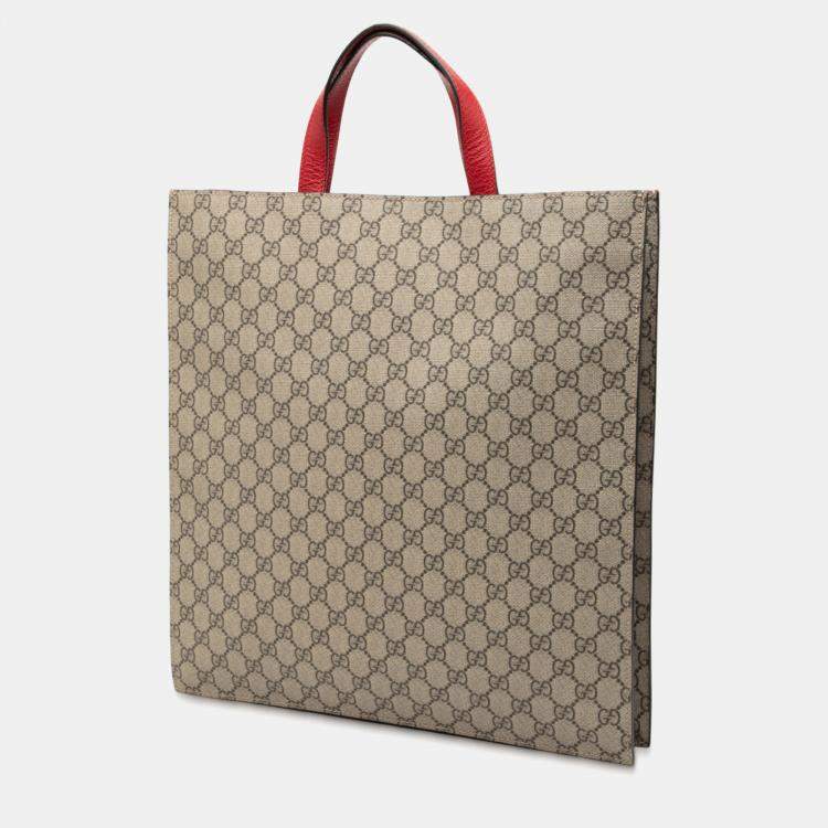 Pre Owned Gucci Brown GG Supreme Web Bosco Satchel