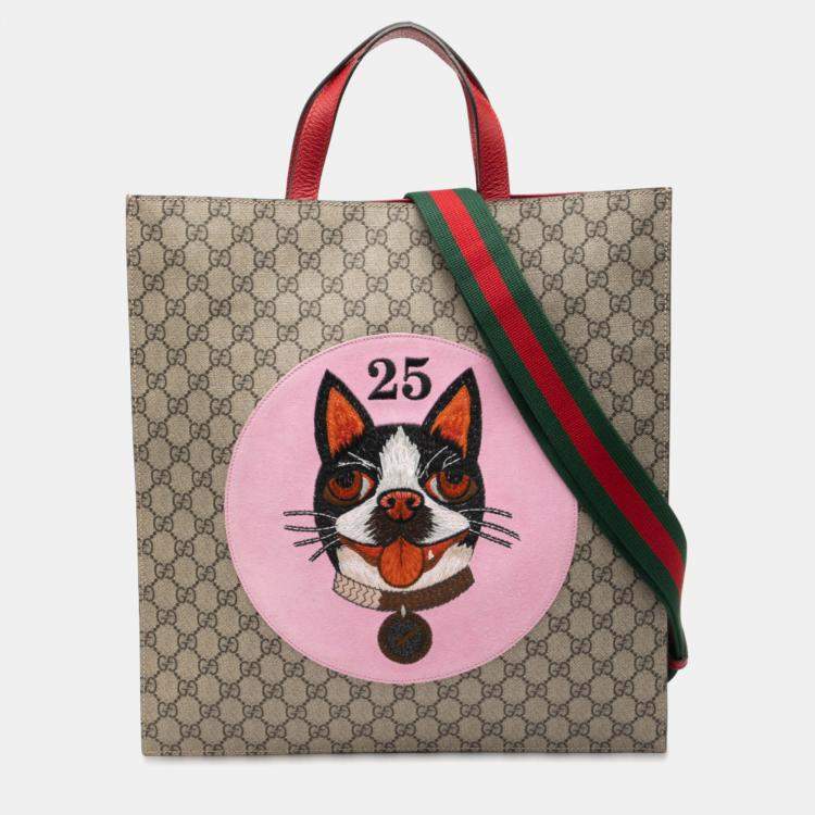 Pre Owned Gucci Brown GG Supreme Web Bosco Satchel