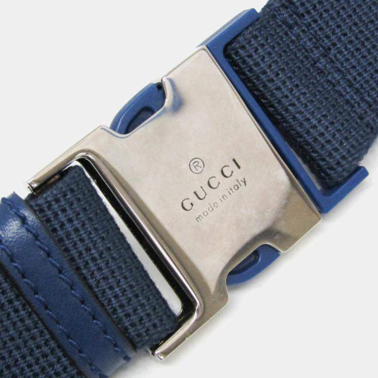 Pre Owned Gucci GG Embossed Leather Fanny Pack Sling Bag Blue