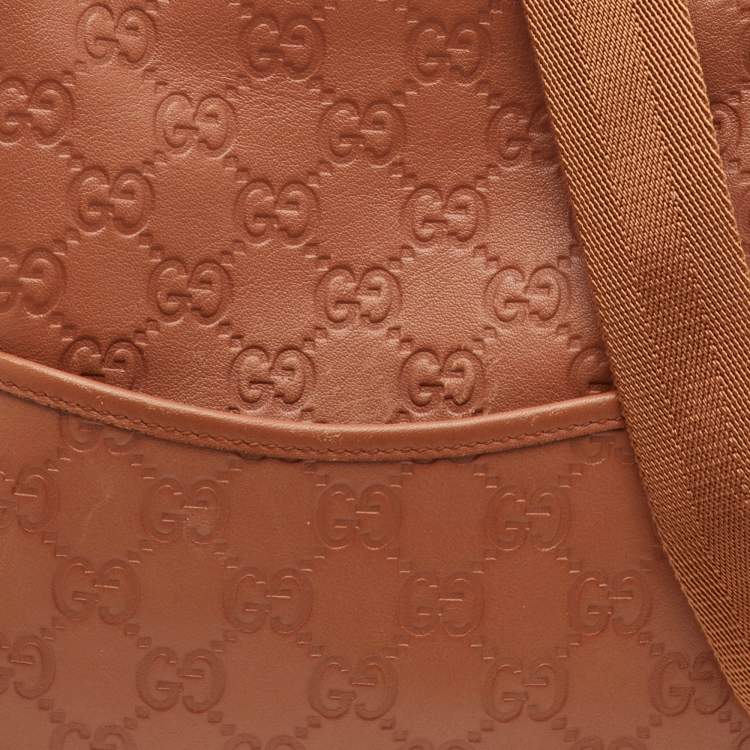 Pre Owned Gucci Messenger Mini Brown Guccissima Leather Crossbody Bag