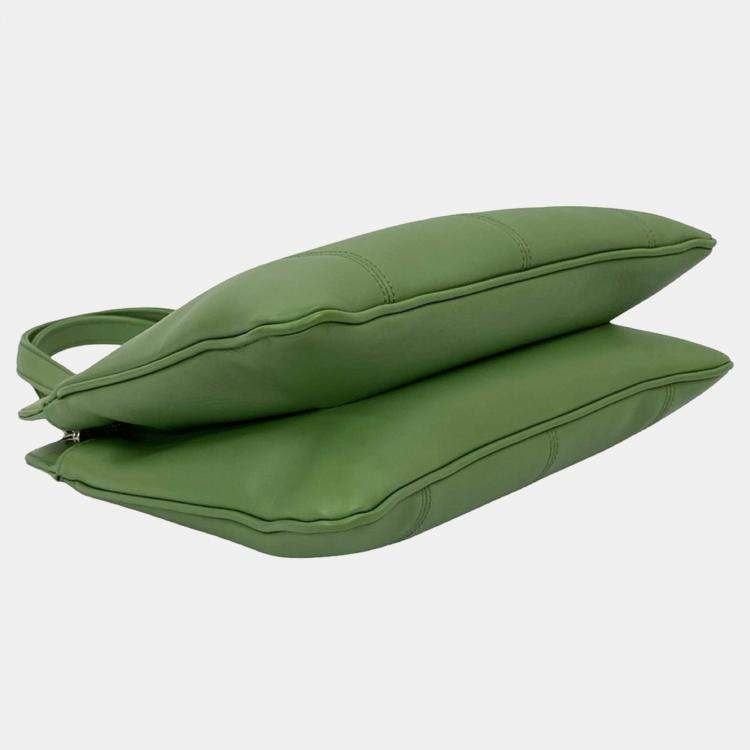 Pre Owned Gucci Green Small Leather Petite GG Tote