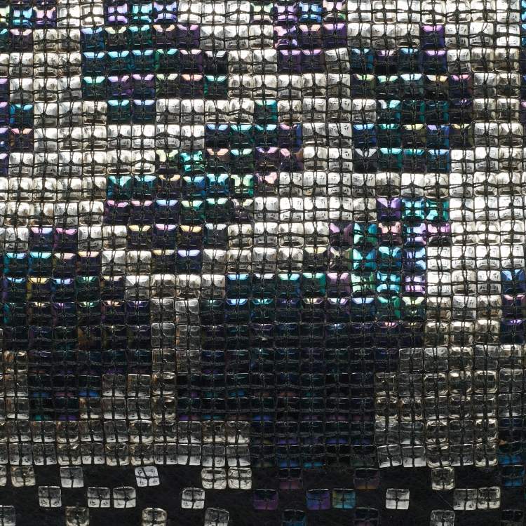 Pre Owned Gucci Black/Multicolor Leather and Sequins Flap Clutch