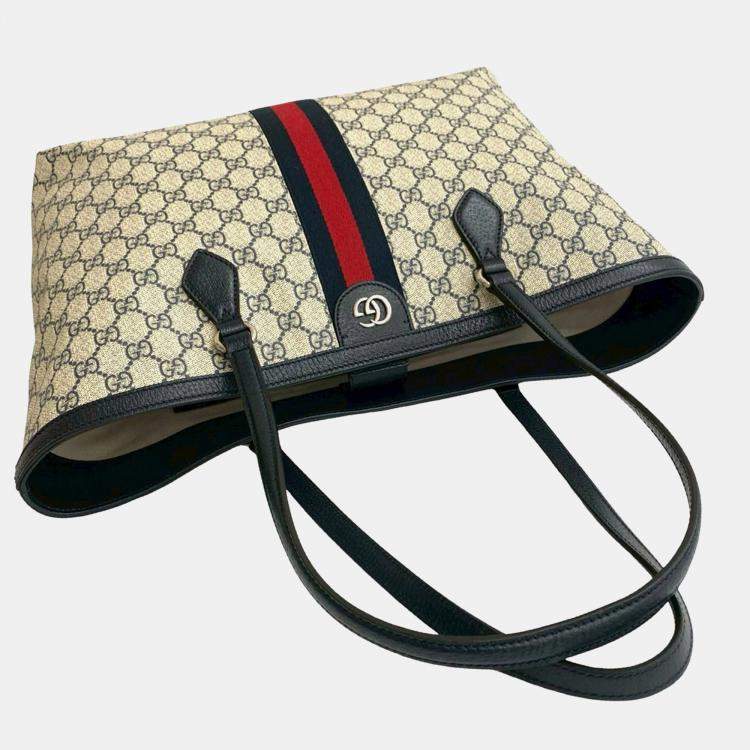 Pre Owned Gucci Brown Medium GG Supreme Ophidia Tote
