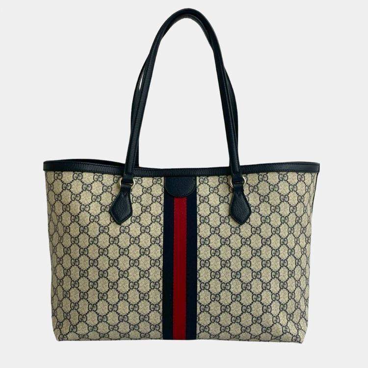 Pre Owned Gucci Brown Medium GG Supreme Ophidia Tote