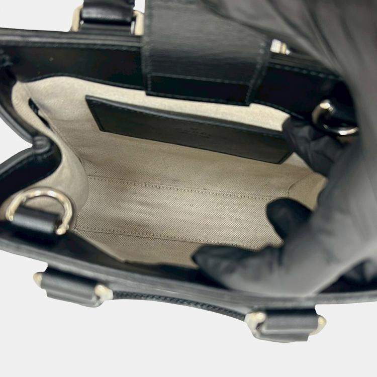 Pre Owned Gucci Black Mini GG Embossed Perforated Leather Tote