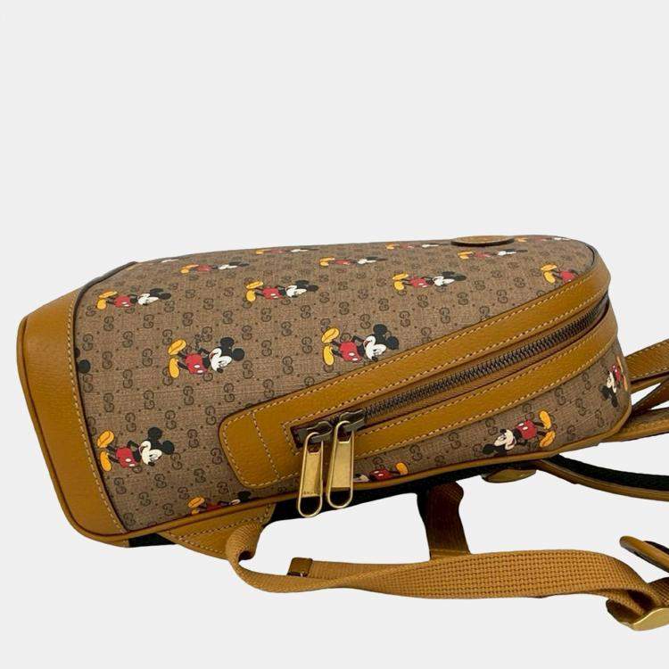 Pre Owned Gucci Brown Disney Small Micro GG Supreme Mickey Mouse Dome Backpack