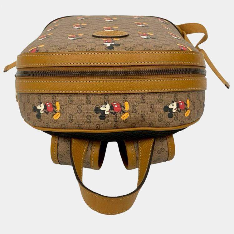 Pre Owned Gucci Brown Disney Small Micro GG Supreme Mickey Mouse Dome Backpack