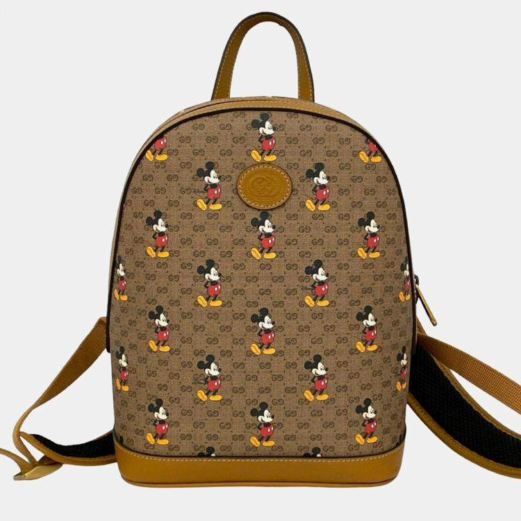 Pre Owned Gucci Brown Disney Small Micro GG Supreme Mickey Mouse Dome Backpack