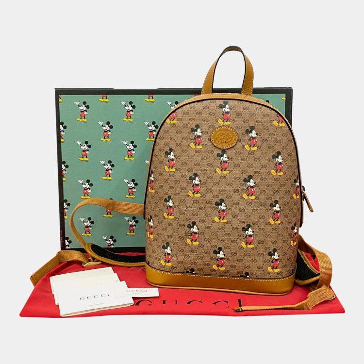 Pre Owned Gucci Brown Disney Small Micro GG Supreme Mickey Mouse Dome Backpack