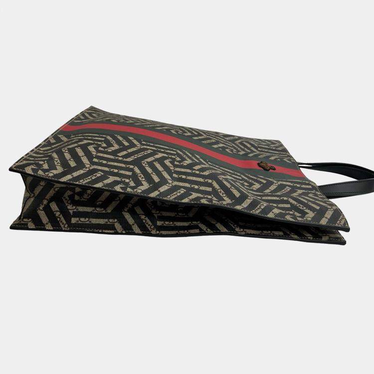 Pre Owned Gucci Brown GG Supreme Caleido Web Vertical Tote