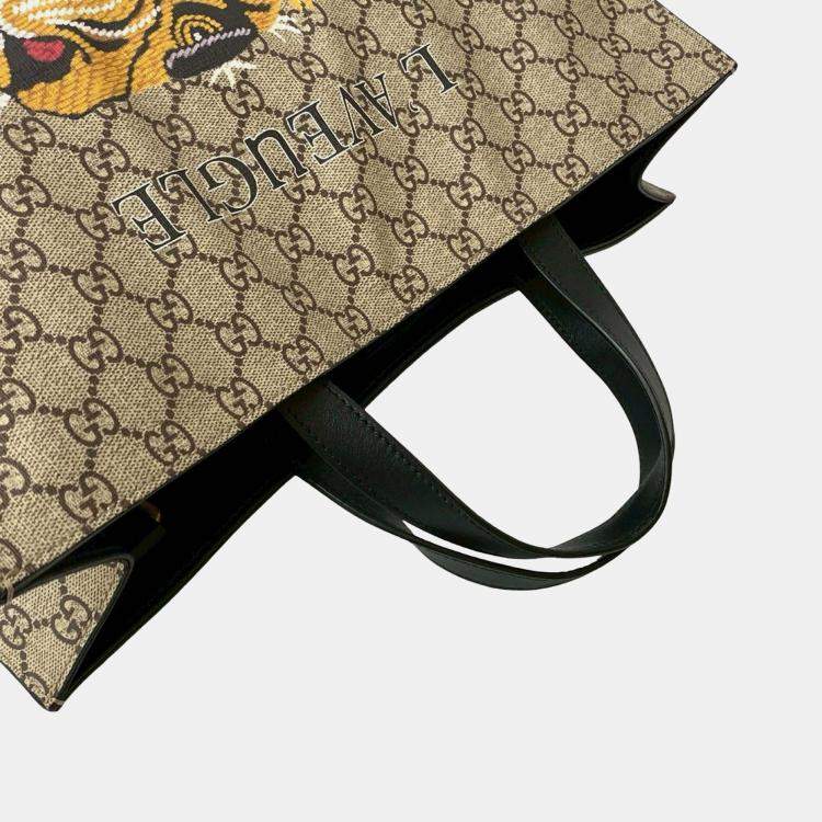 Pre Owned Gucci Brown GG Supreme LAveugle Par Amour Tote