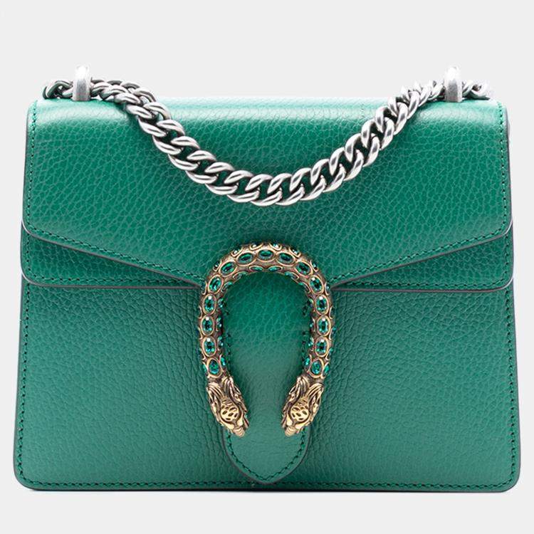مملوكة مسبقًا Gucci Green Small Leather Dionysus Crossbody