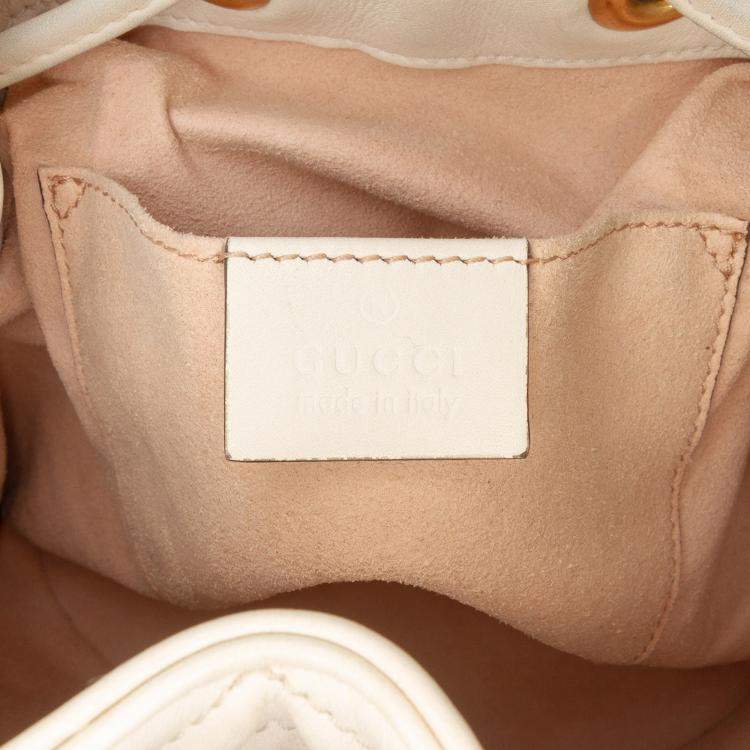 Pre Owned Gucci White GG Marmont Matelasse Leather Bucket Bag