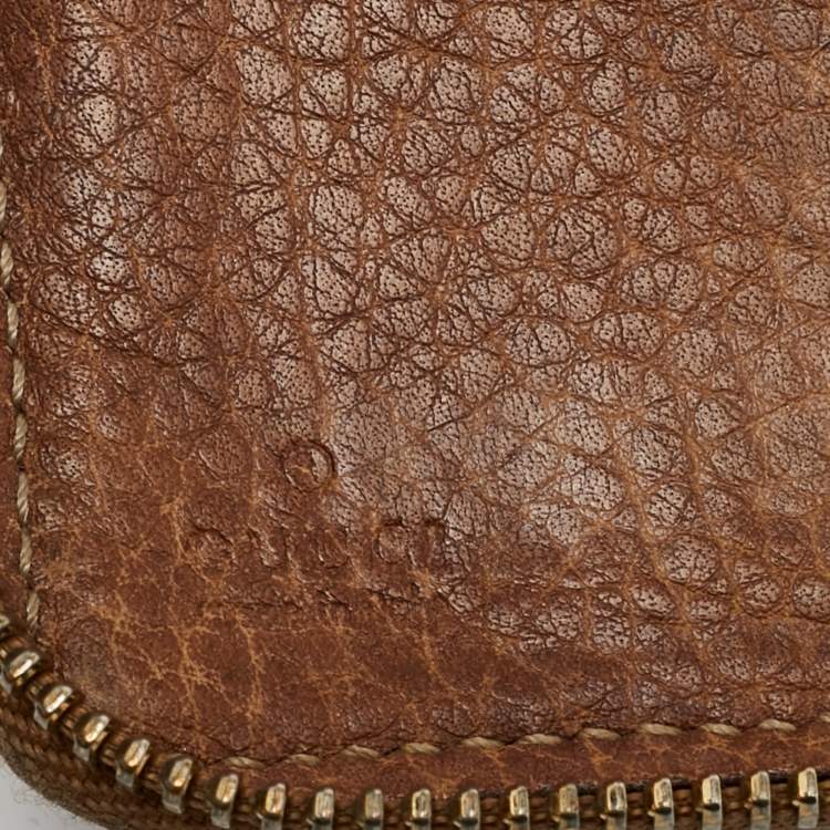 مملوكة مسبقًا Gucci Brown Guccissima Leather Bamboo Zippy Organizer Wallet