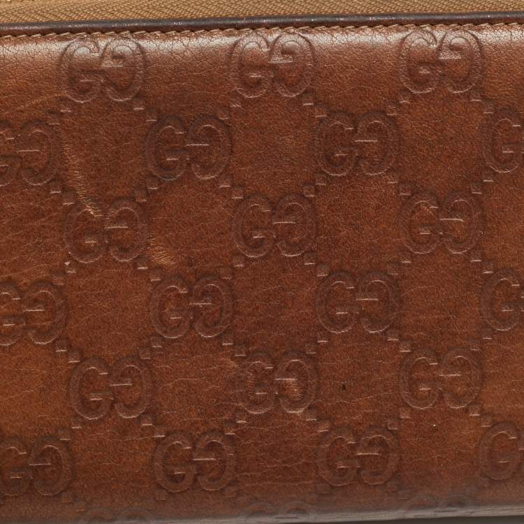 مملوكة مسبقًا Gucci Brown Guccissima Leather Bamboo Zippy Organizer Wallet