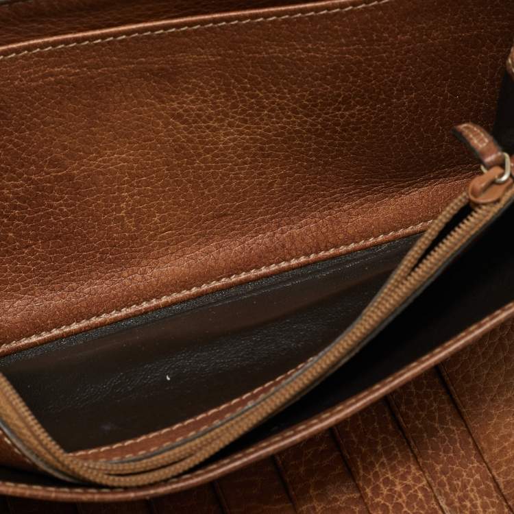 مملوكة مسبقًا Gucci Brown Guccissima Leather Bamboo Zippy Organizer Wallet