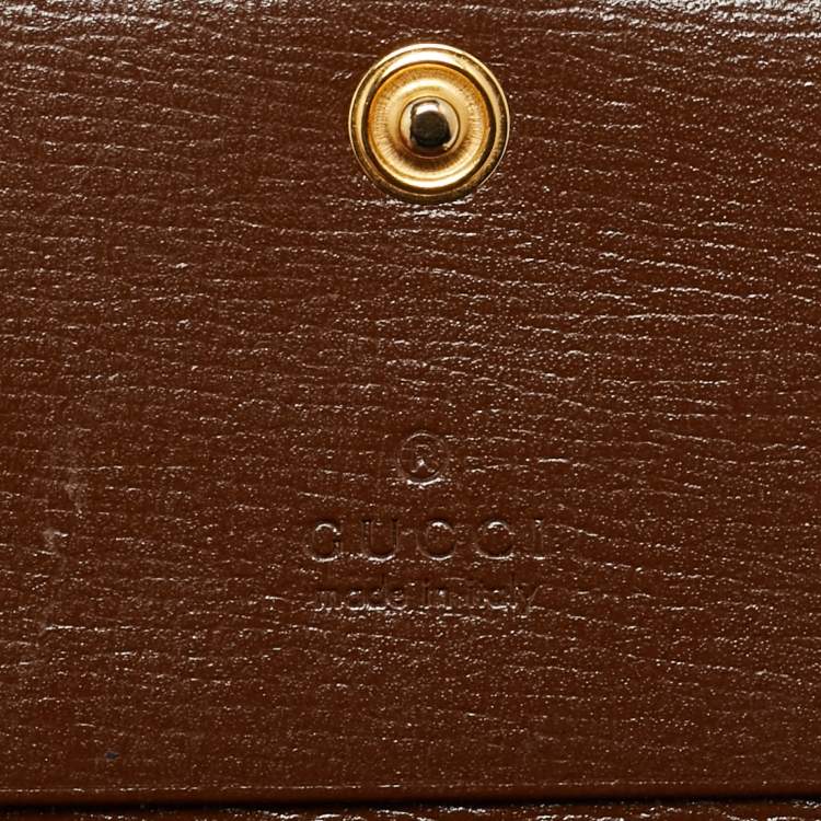 Pre Owned Gucci Horsebit 1955 Brown/Beige GG Supreme Canvas and Leather Flap Card Case