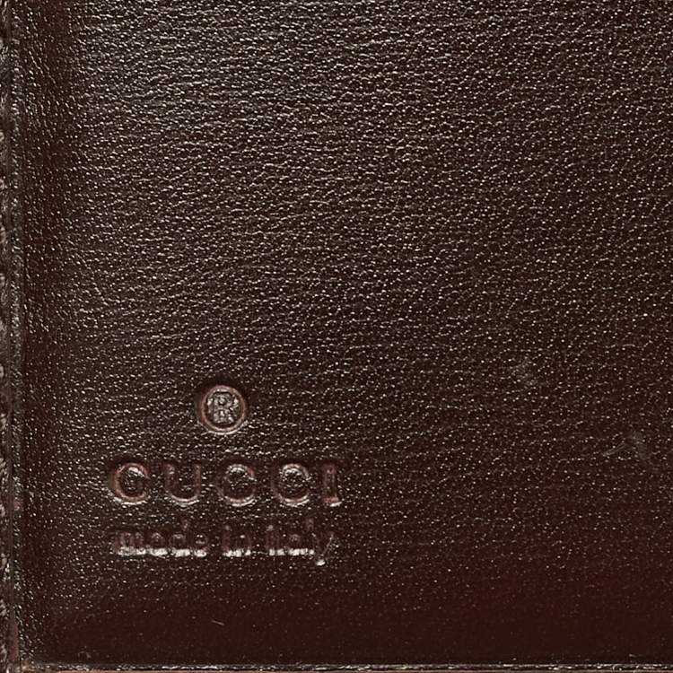 Pre Owned Gucci Bamboo Bar Beige/Brown GG Canvas and Croc Embossed Leather French Wallet