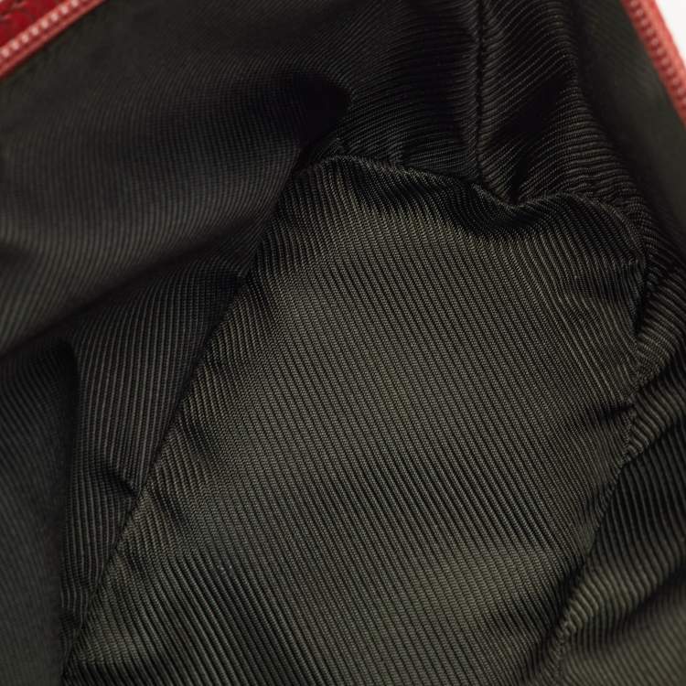 Pre Owned Gucci Boat Red GG Canvas and Leather Baguette