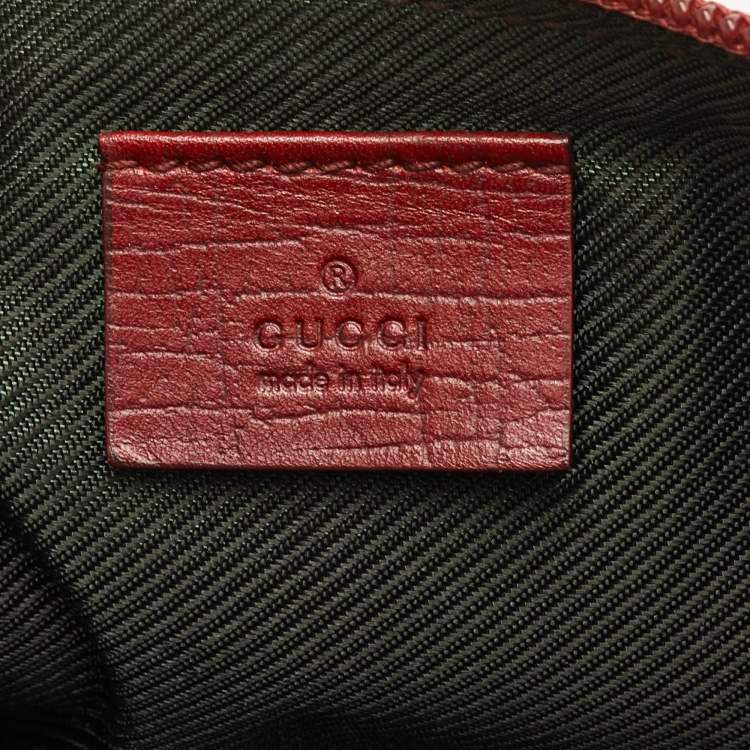 Pre Owned Gucci Boat Red GG Canvas and Leather Baguette