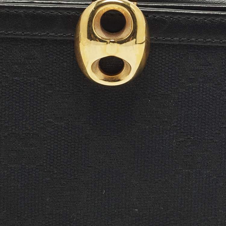 مملوكة مسبقًا Gucci Wave Black GG Canvas and Leather Continental Wallet