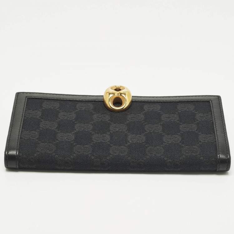 مملوكة مسبقًا Gucci Wave Black GG Canvas and Leather Continental Wallet