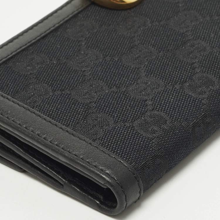 مملوكة مسبقًا Gucci Wave Black GG Canvas and Leather Continental Wallet