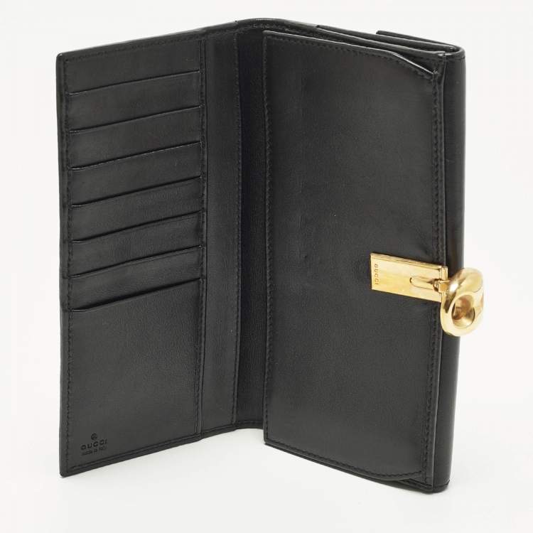 مملوكة مسبقًا Gucci Wave Black GG Canvas and Leather Continental Wallet
