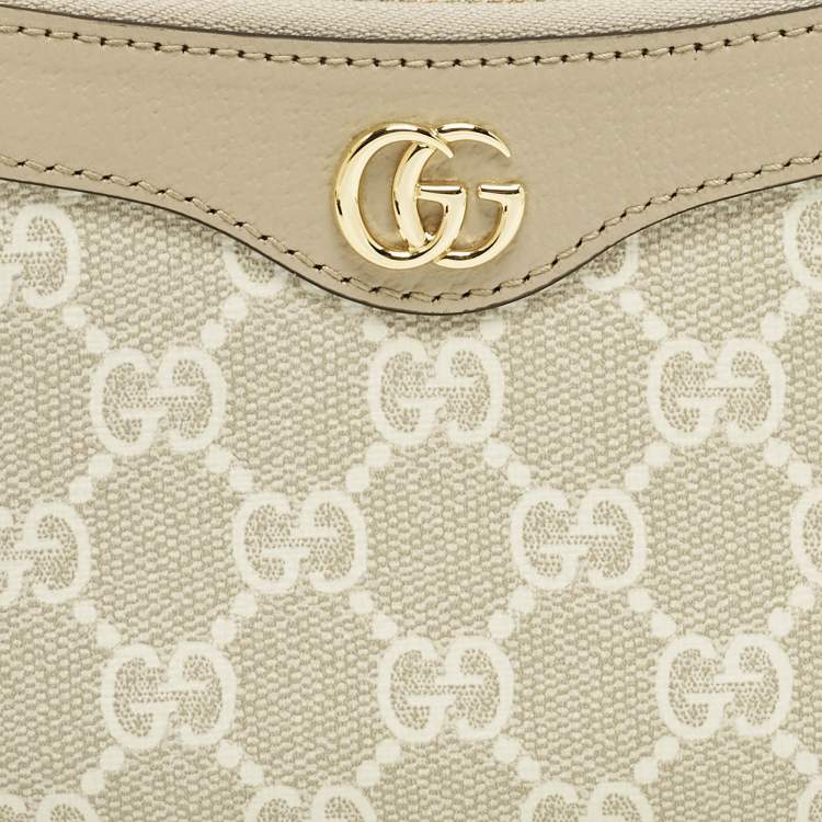 Pre Owned Gucci Ophidia Mini Beige GG Supremes Canvas and Leather Bag