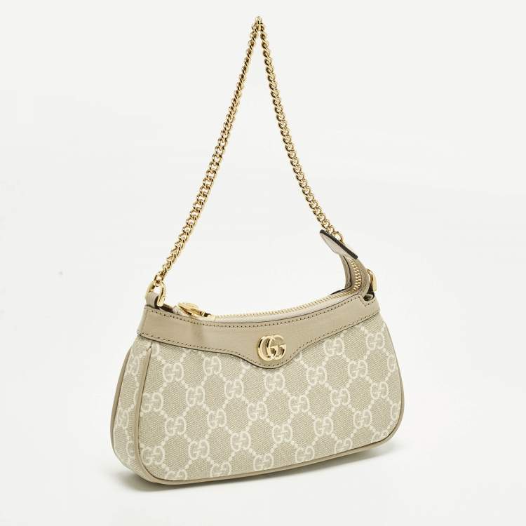 Pre Owned Gucci Ophidia Mini Beige GG Supremes Canvas and Leather Bag