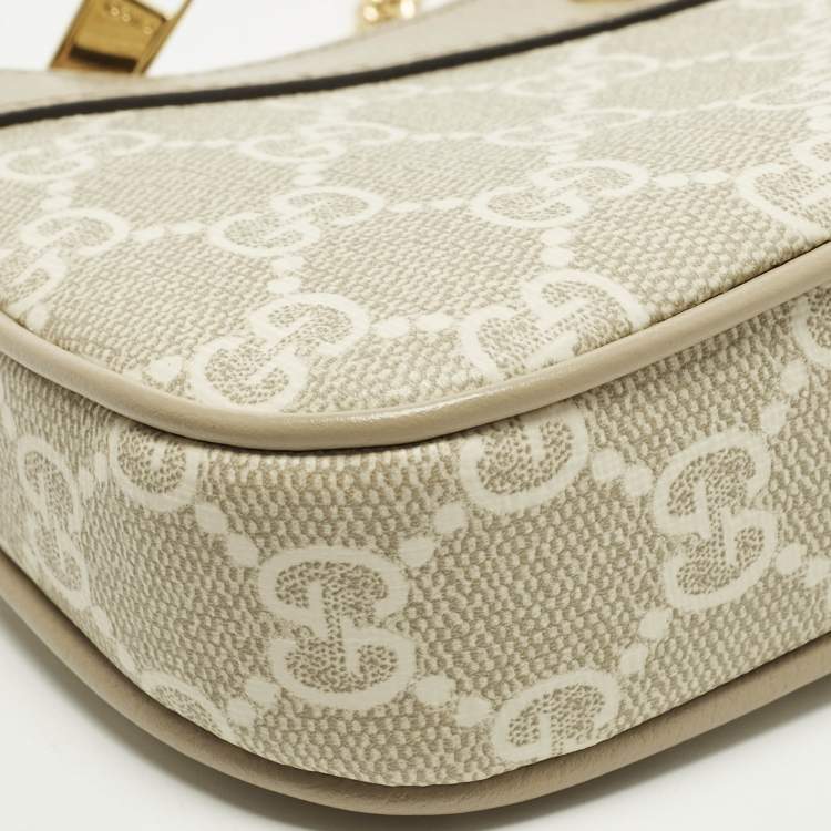 Pre Owned Gucci Ophidia Mini Beige GG Supremes Canvas and Leather Bag