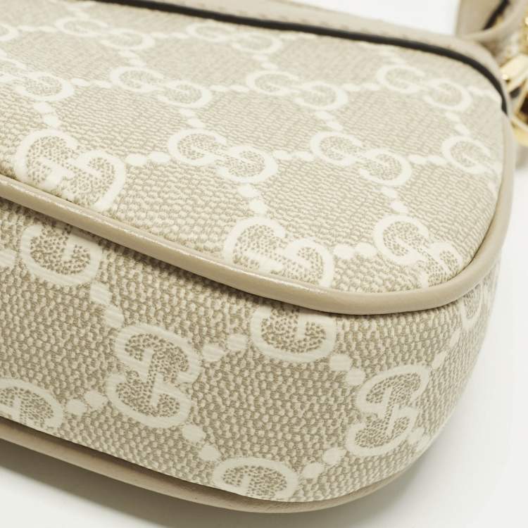 Pre Owned Gucci Ophidia Mini Beige GG Supremes Canvas and Leather Bag