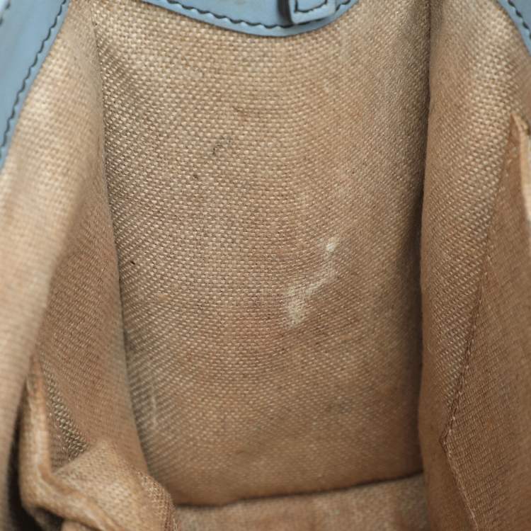 Pre Owned Gucci Emily Medium Light Blue Microguccissima Leather Shoulder Bag