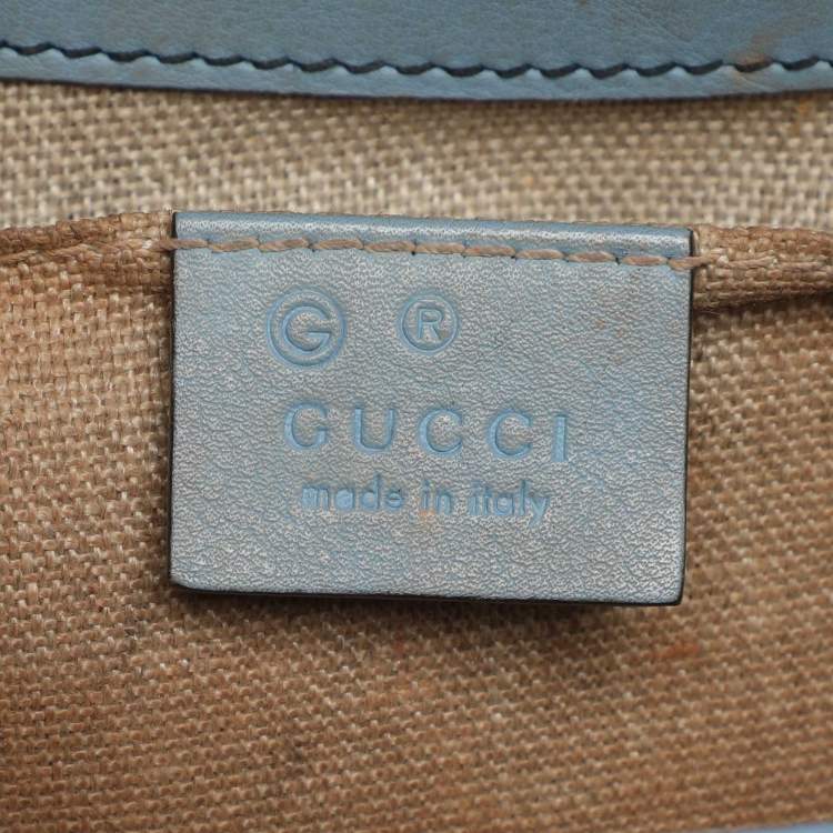 Pre Owned Gucci Emily Medium Light Blue Microguccissima Leather Shoulder Bag