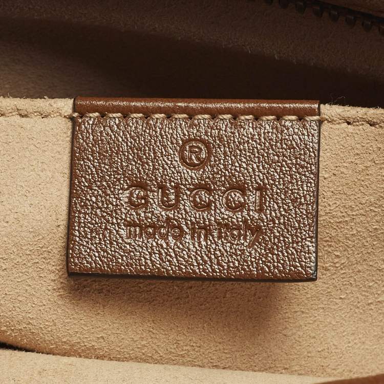 Pre Owned Gucci GG Marmont Mini Brown Diagonal Matelasse Leather Camera Bag