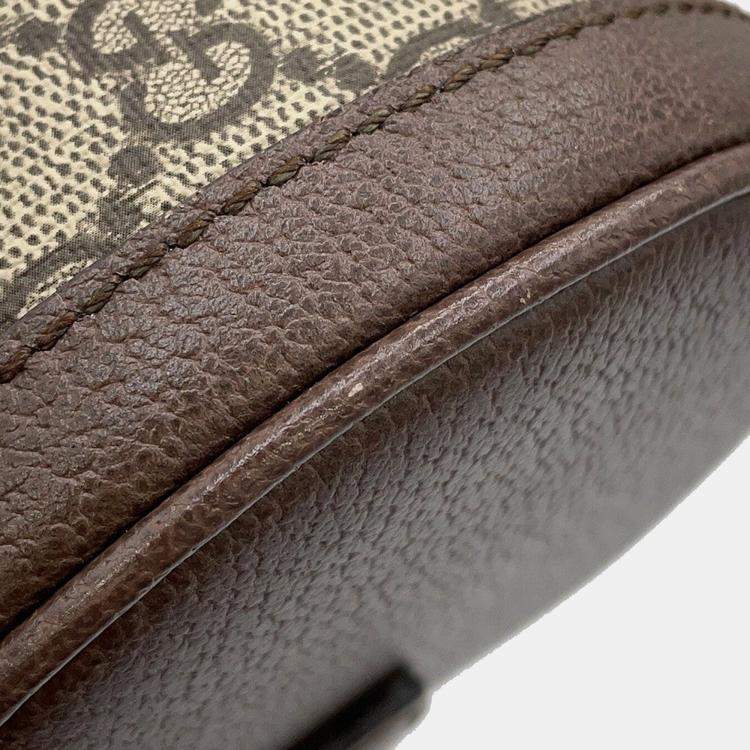 Pre Owned Gucci Gg Supreme Ophidia Small Shoulder Bag Brown/Beige Leather Pvc Size Small