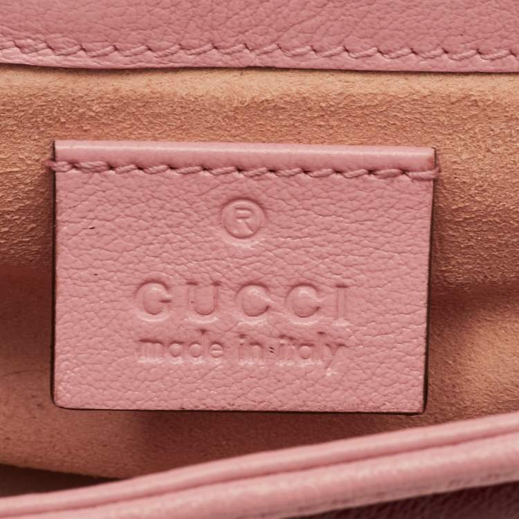 Pre Owned Gucci GG Marmont Torchon Red/Pink Diagonal Quilted Leather Shoulder Bag