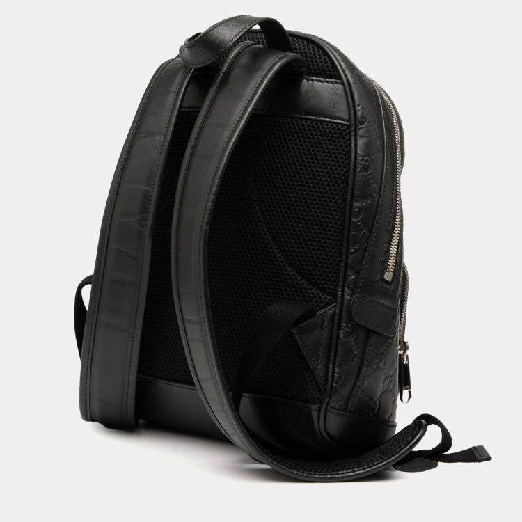 Pre Owned Gucci Black Guccissima Backpack
