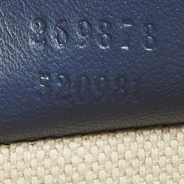 Pre Owned Gucci Craft Small Blue/Beige GG Canvas and Leather Tote