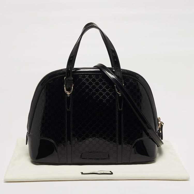 Pre Owned Gucci Nice Black Microguccissima Patent Leather Dome Satchel