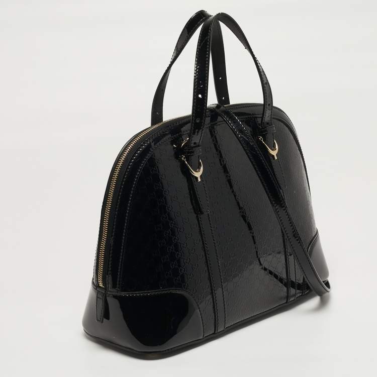 Pre Owned Gucci Nice Black Microguccissima Patent Leather Dome Satchel