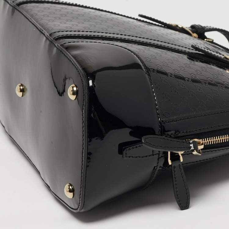 Pre Owned Gucci Nice Black Microguccissima Patent Leather Dome Satchel