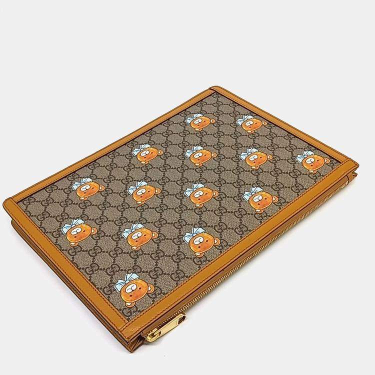 Pre Owned Gucci Brown PVC X KAI Portfolio Clutch