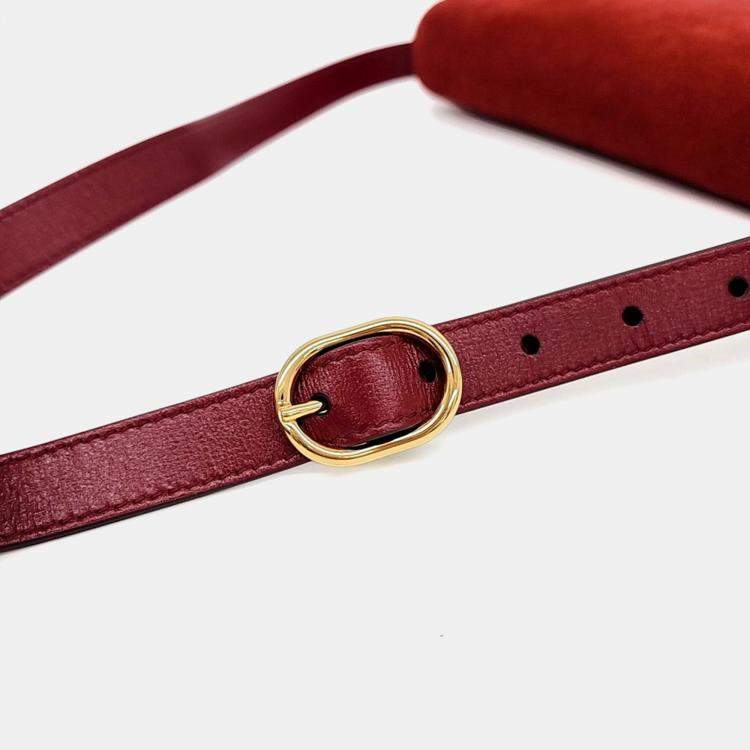 Pre Owned Gucci Red Suede Shoulder Bag