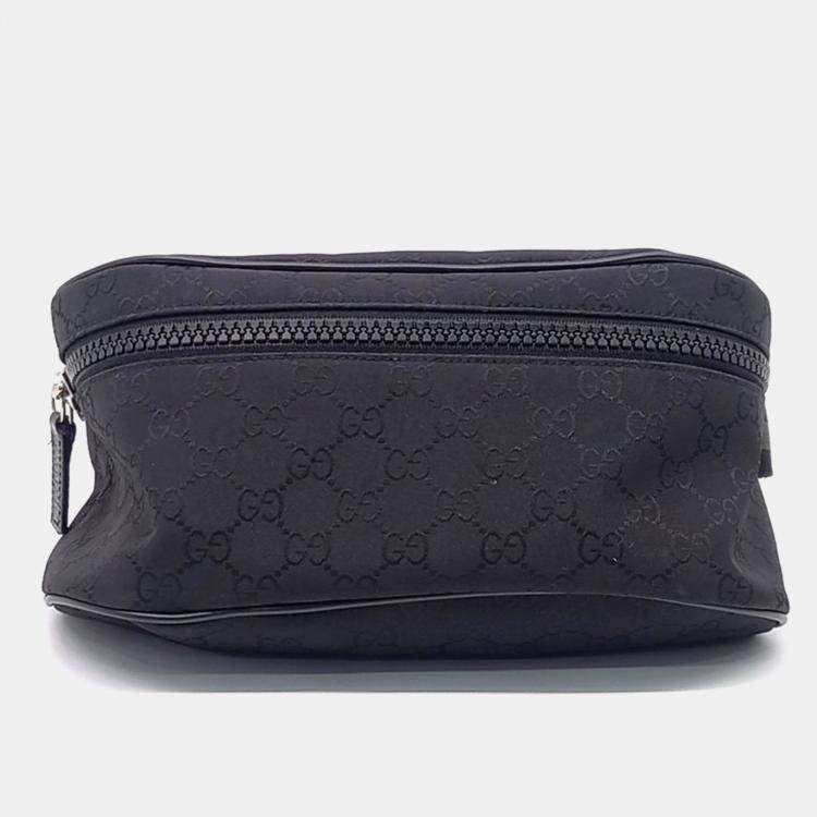 Pre Owned Gucci Black Leather Hip Sack